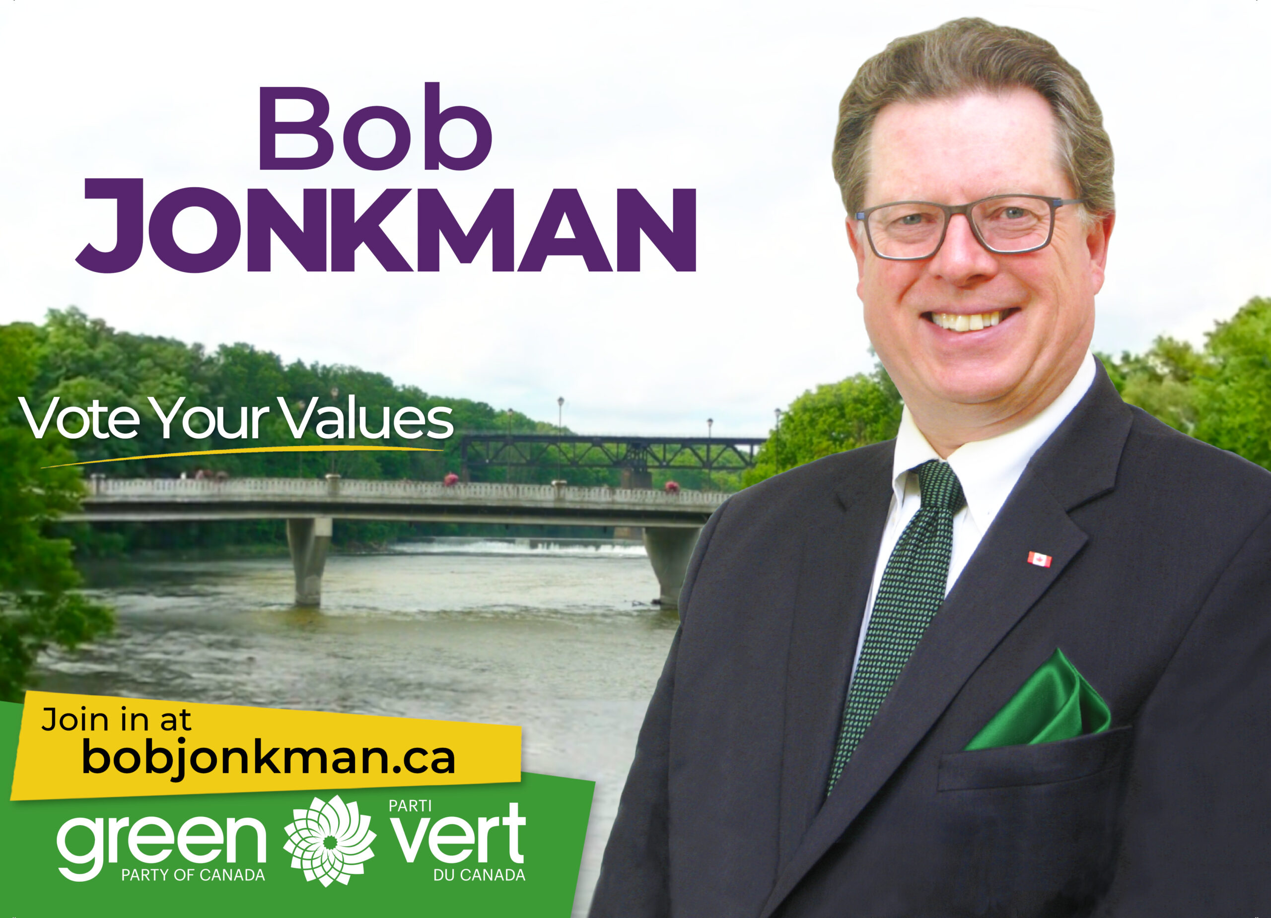 Bob Jonkman, Green Party of Canada candidate for Brantford-Brant Rack Card